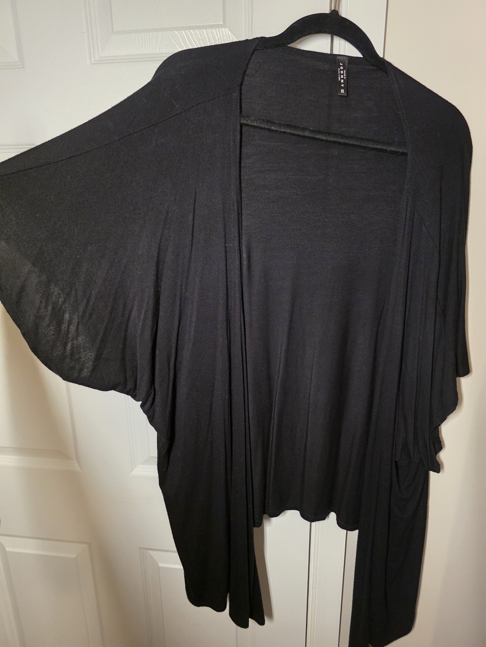 Draped Black Batwing Open Front Cardigan
